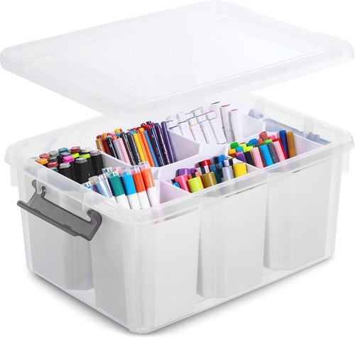 Citylife 17 QT Clear Plastic Storage Bins - Stackable Multipurpose Containers with Lids for Organizing Tools & Crafts
