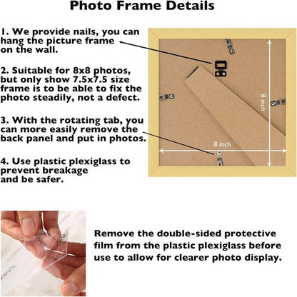JCJMY 8x8 Gold Picture Frame - Versatile Wall & Tabletop Display | Durable Shatter-Resistant Plexiglass