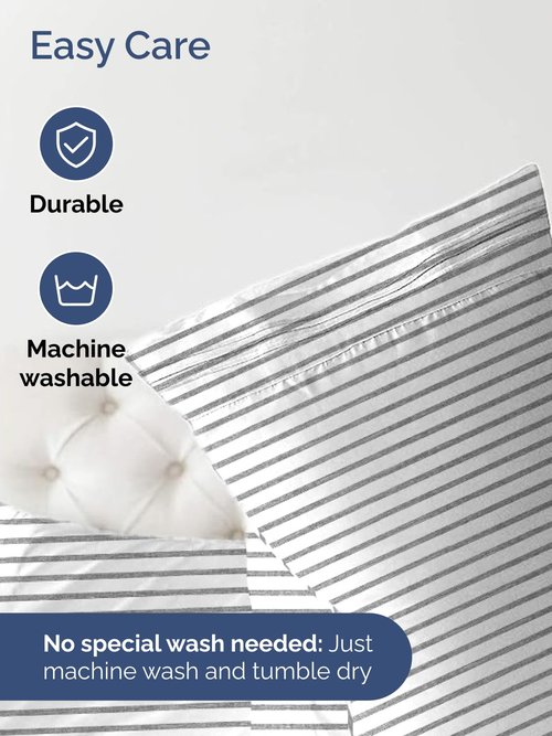 Extra Deep Split King Fitted Sheet - Hotel Luxury Single Fitted Sheet Only - Easily Fits 18 inch to 24 inch Mattress - Ultra Soft, Wrinkle Free w/Extra Deep Pocket - Breathable & Comfy - Grey Stripes