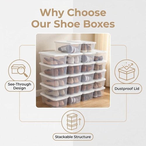 20-Pack Clear Plastic Storage Containers by [Brand Name] - 6-Quart Stackable Organizers for Home & Office