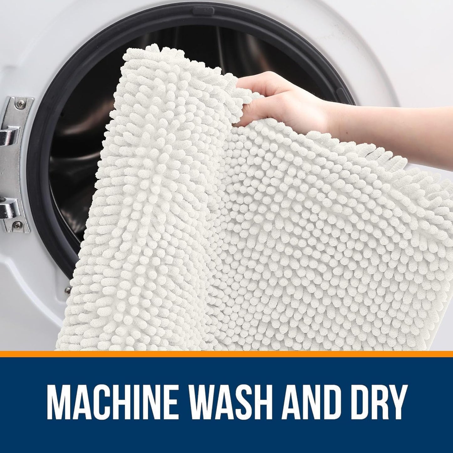 OLANLY Large Bath Rugs - Extra Soft Chenille, Quick Dry & Machine Washable | 50x30, Ivory