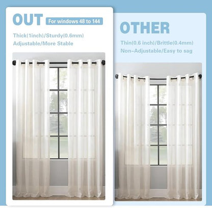 Byondeth Blackout Curtain Rod - Adjustable 16 to 45 Inches | 1 Inch Diameter, Black Finish