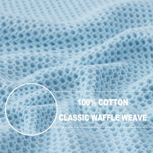 Homaxy Kitchen Dish Towels - Ultra Soft 100% Cotton Waffle Weave, Quick Drying | 13 x 28 Inches, 12-Pack, Sky Blue