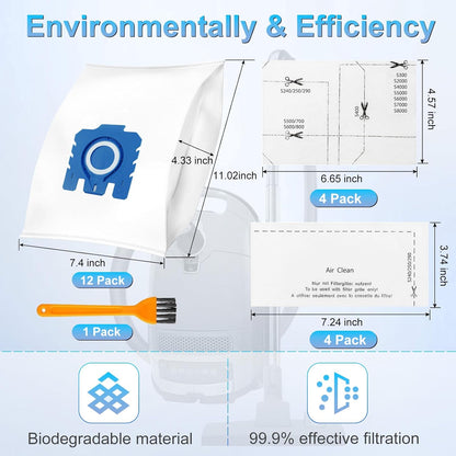 Miele 3D Airclean Dust Bags - Upgraded Replacement for Classic C1, Complete C1-C3, S2-S8 Series