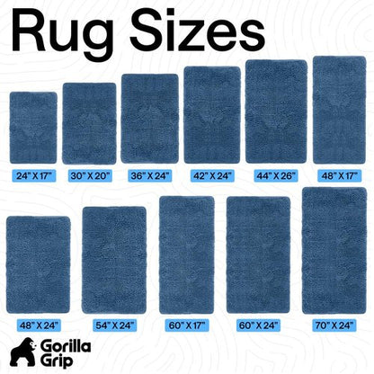GORILLA GRIP Bath Rug Mat 44x26, Thick Soft Absorbent Chenille, Quick Dry Microfiber Mats, Rubber Backing Washable Shower Floor Rugs, Bathmat Runner, US Designed Bathroom Home Decor Accessories Blue