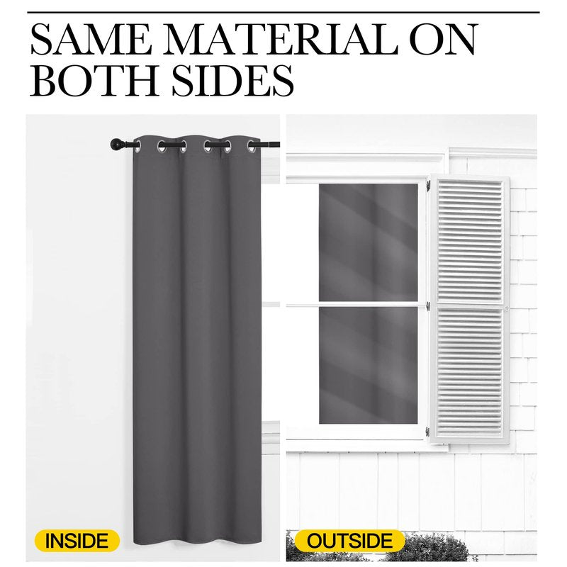 NICETOWN Bedroom Blackout Curtains Panels, 1 Pair, 55 inches by 102 Inch, Grey, Triple Weave Energy Saving Thermal Insulated Solid Grommet Blackout Draperies for Patio