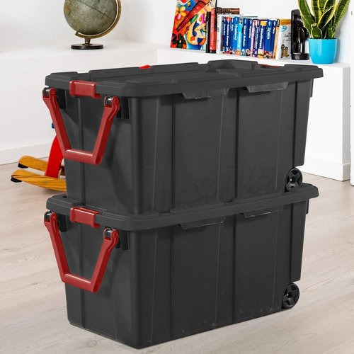 Heavy-Duty Storage Bins by [Brand Name] - 40 Gallon Plastic Totes with Secure Latching Buckles | Stackable 2-Pack