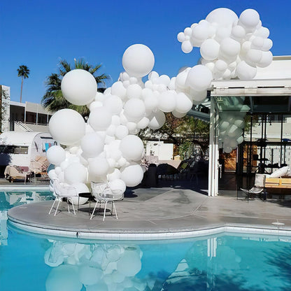 PartyWoo White & Light Blue Balloons - 100 Pcs Each, 12 Inch Perfect for Celebrations