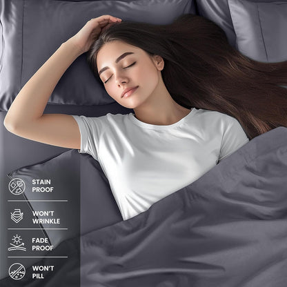 Utopia Bedding Full Bed Sheets Set - Soft Brushed Microfiber | Fade & Shrink Resistant - Grey