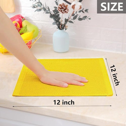Homaxy 100% Cotton Waffle Weave Dish Cloths - Ultra Soft & Absorbent Quick Drying Towels | 12x12 Inches, 8-Pack, Yellow