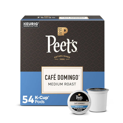 Peet's Coffee Café Domingo Medium Roast K-Cup Pods - 100% Arabica, 54 Count Box