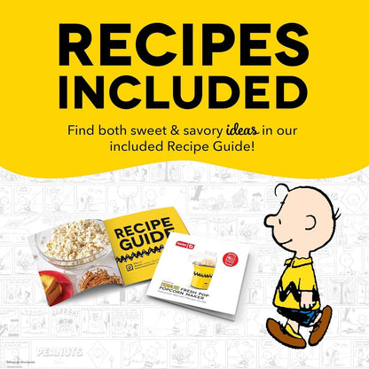 Peanuts DASH Fresh Pop Popcorn Maker - Oil-Free Air Popper with Measuring Cup & Recipe Guide - 16 Cups for Movie Nights