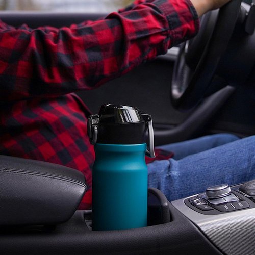 BJPKPK Insulated Water Bottle - 18oz Stainless Steel Flask with Straw & Carry Handle | Macaron Green