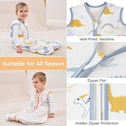 Yoofoss Baby Sleep Sack 6-12 Months Wearable Blanket for Babies 100% Organic Cotton 2-Way Zipper TOG 0.5 Toddler Sleeping Sack 3 Pack, Comfy Lightweight Sleep Sacks