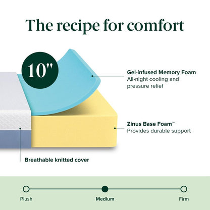 Zinus 10 Inch King Cooling Essential Memory Foam Mattress [NewVersion], Fiberglass Free, Medium Feel, Breathable Cooling Layers, Certified Safe Materials