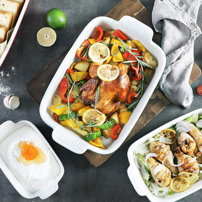 Sweejar Baking Pans Set - Durable Ceramic 9x13 Baking Dish with Handle | 3-Piece Casserole Bakeware Set in Jade