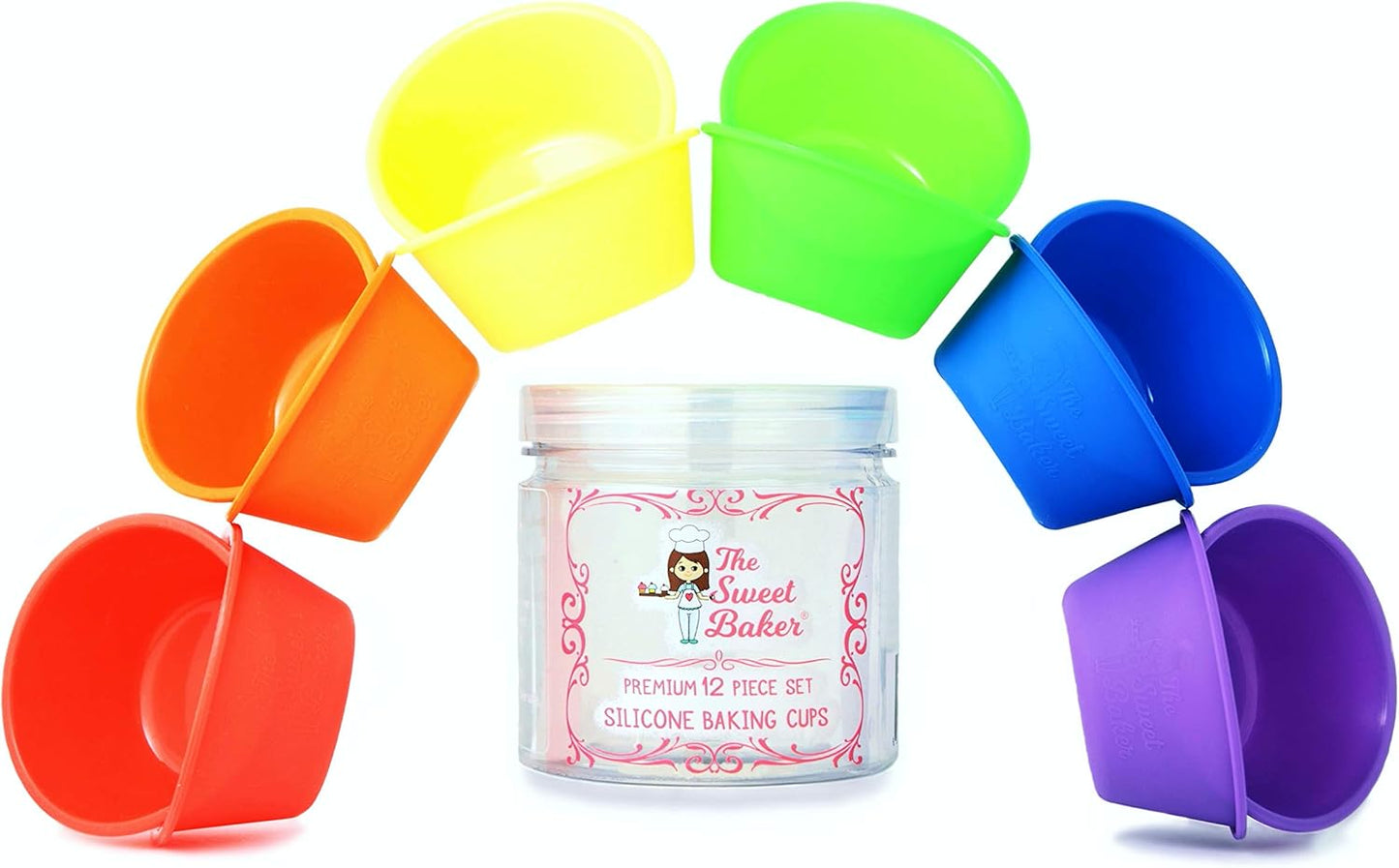 Professional Silicone Baking Cups - Premium 12 Piece Set | Reusable Muffin & Cupcake Pans | BPA Free