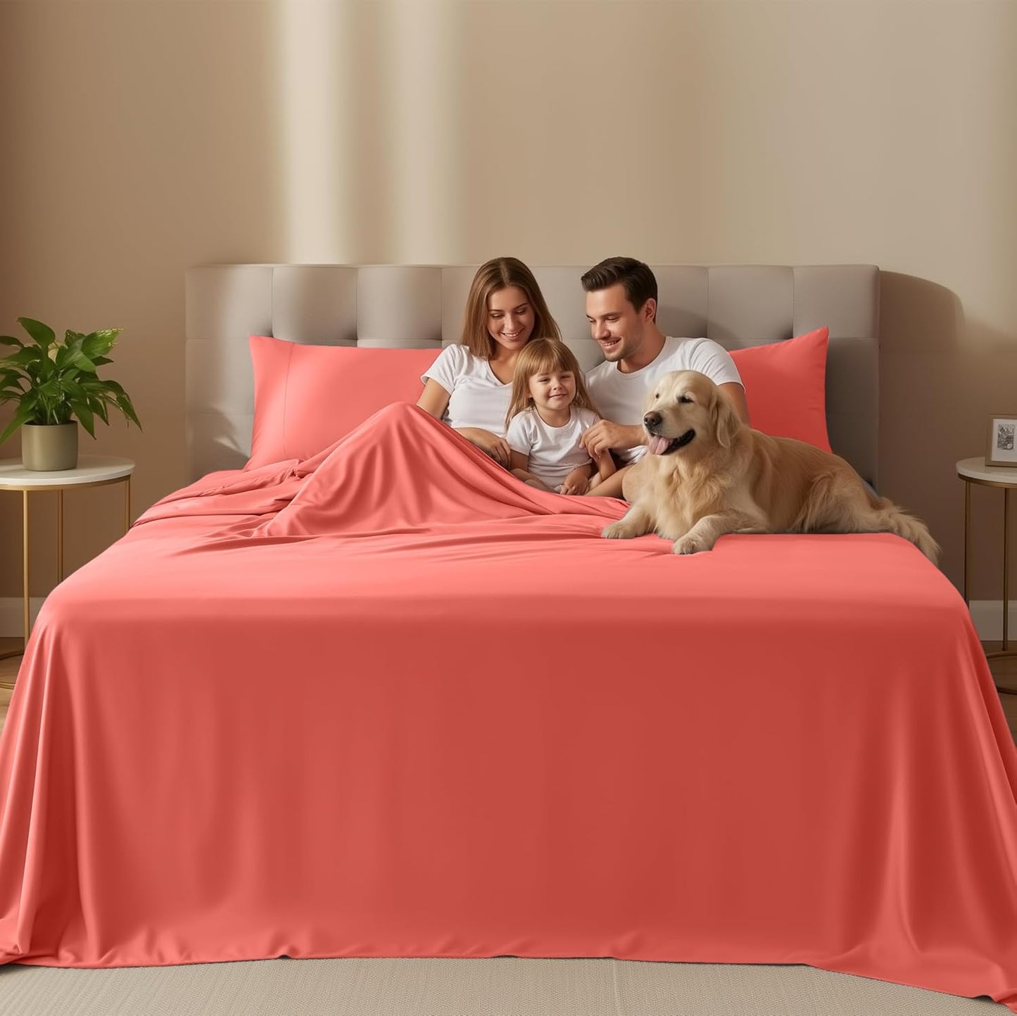 Utopia Bedding King Size Sheet Set - Soft, Breathable Microfiber | 4-Piece in Coral, Oeko-Tex Certified
