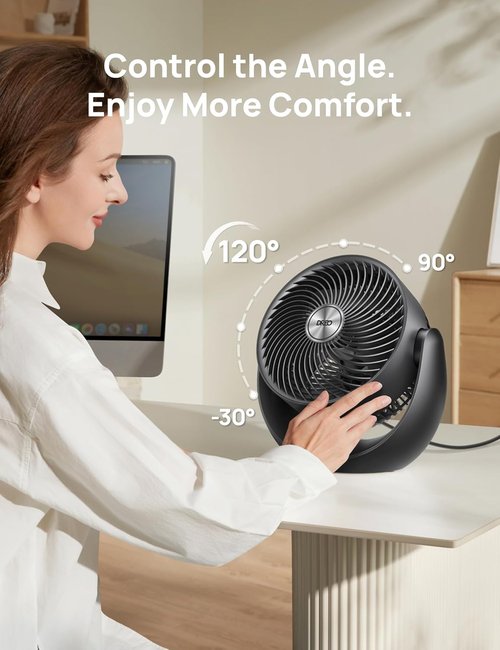 DREO 11-Inch Table Fan - Quiet Air Circulator with 60ft Strong Airflow & 120° Adjustable Tilt