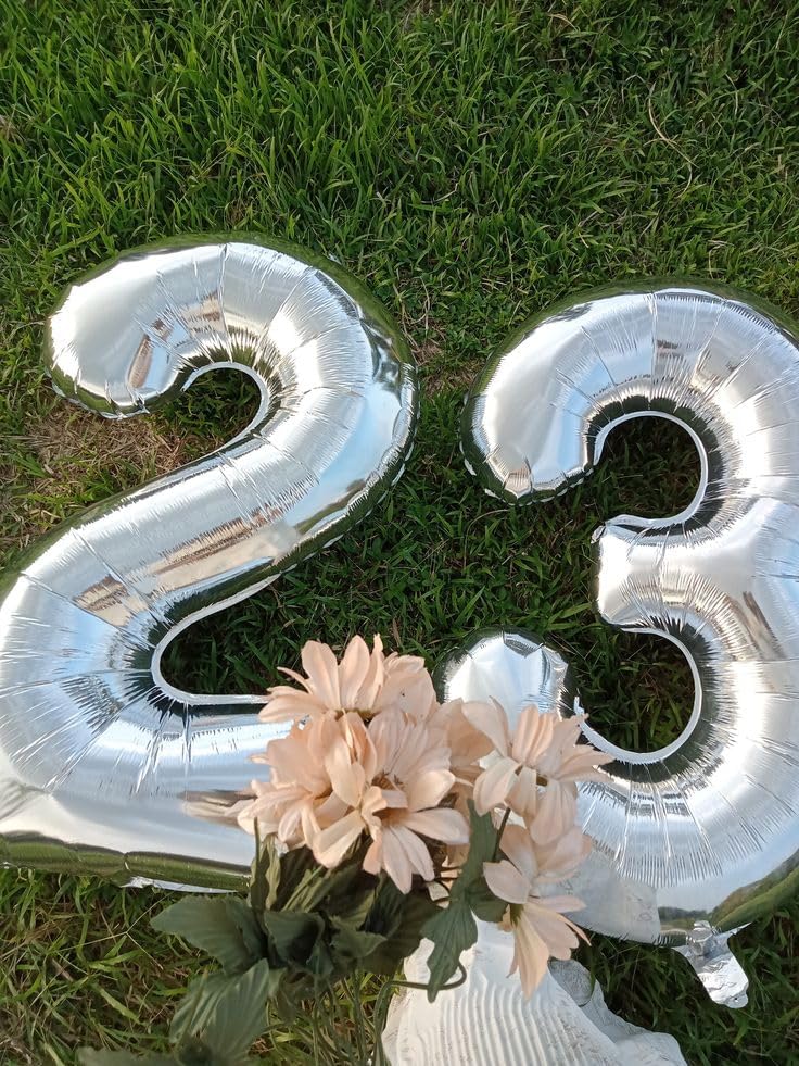 Numbers 40 Inch Balloon - Large Silver Number 13 Foil Balloon for Birthday & Wedding Decorations