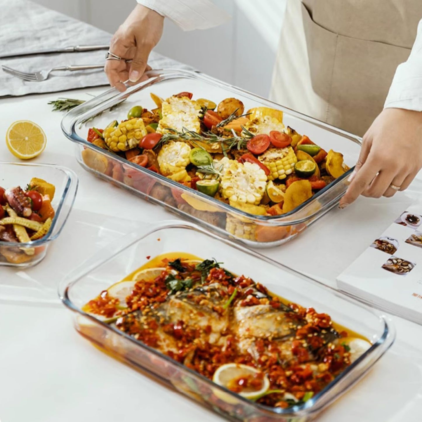 Tempered Glass Oblong Baking Dishes by [Brand Name] - 2 Pack Personal-Sized Cookware | 1 Quart