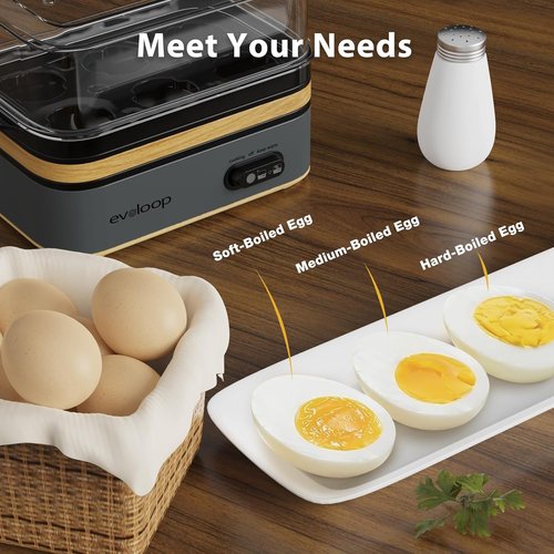 Evoloop Electric Egg Cooker - Rapid 6 Egg Capacity for Soft, Medium, Hard Boiled & Omelets | BPA Free