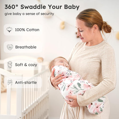 Yoofoss Baby Swaddles - 100% Cotton Adjustable Swaddle Sack for Newborns | 0-3 Months, 3 Pack, Soft & Breathable