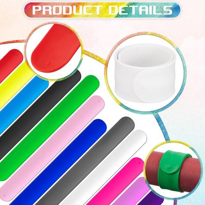 Leyndo Wrapping Paper Roll Holder Clips - 24 Pcs Silicone Snap Bands with Metal Strips | Multi-Color 1 x 9 in