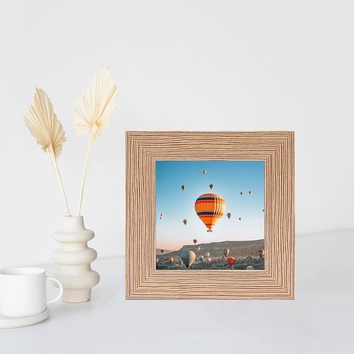 JCJMY 3x3 Picture Frame - Rustic Brown Tabletop Photo Frame with Shatter-Resistant Plexiglass