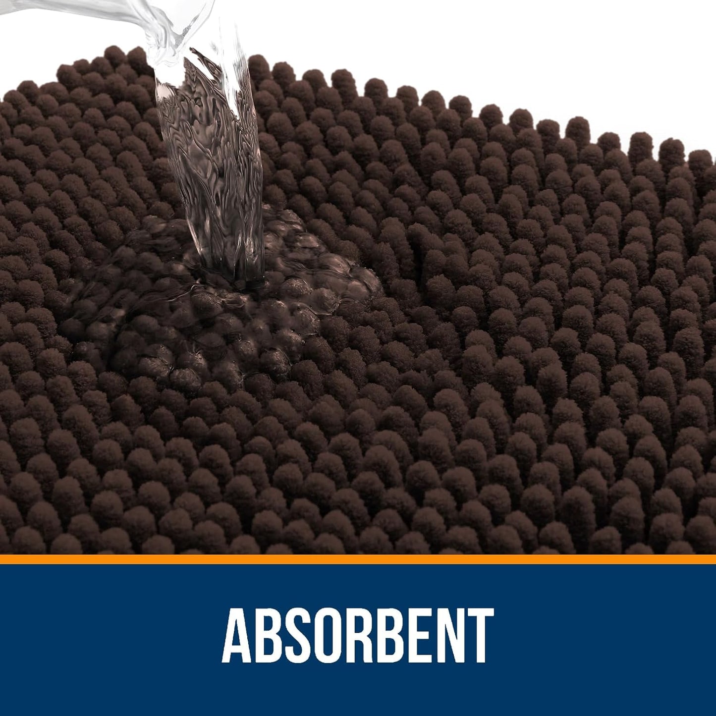 OLANLY Bathroom Rugs - Extra Soft Absorbent Chenille Bath Mats | 30x18, Quick Dry, Machine Washable, Brown