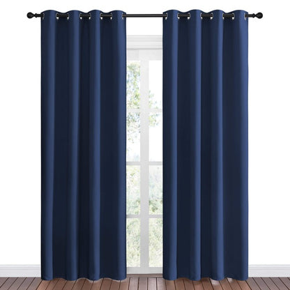 NICETOWN Navy Blackout Curtains 86" Long for Living Room, Thermal Insulated Window Treatment Light Reducing Room Darkening Drapes for Boys Kids Bedroom, Classroom, Apartment (55" W x 86” L, Set of 2)