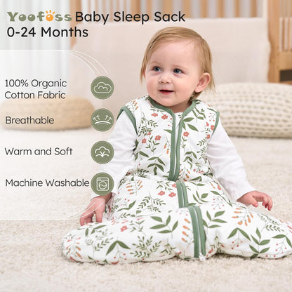 Yoofoss Baby Sleep Sack - 1.5 Tog Organic Cotton Wearable Blanket for 18-24 Months | Warm & Comfy