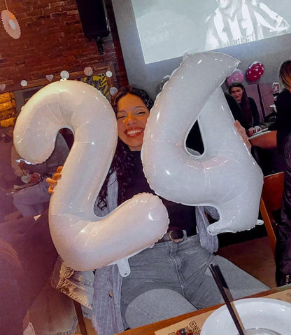 Translucent White Number 40 Balloon - 40 Inch Birthday Decoration for 40th Party Supplies