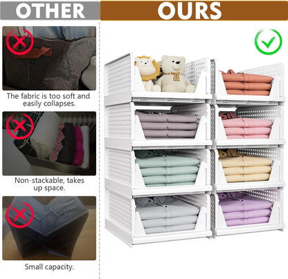 SNSLXH Stackable Closet Organizer Box - Multifunctional & Foldable Storage Basket for Home | Pink, 5 Pack