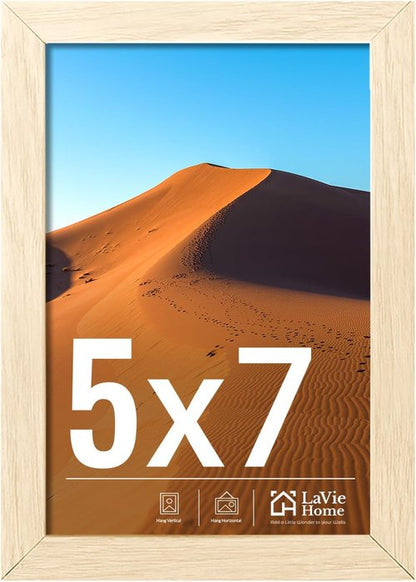 LaVie Home 5x7 Picture Frame - Classic Oak Design with HD Plexiglas | Vertical & Horizontal Display