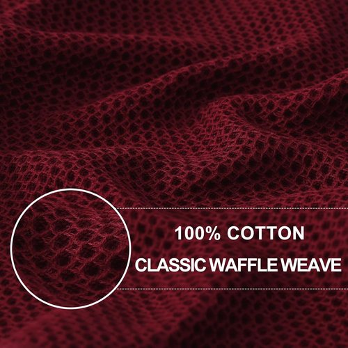 Homaxy Kitchen Dish Cloths - 100% Cotton Waffle Weave, Ultra Soft & Absorbent | 12-Pack, 12 x 12 Inches, Burgundy