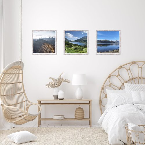 JCJMY 6x6 Picture Frame for Wall Hanging or Tabletop, Wall Mounting Horizontally or Vertically, 6 x 6 Square Wall Gallery Poster Photo Frame with Shatter Resistant Plexiglass, Rustic White