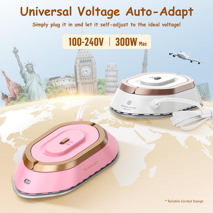 Newbealer Pro Steam Station Iron Bundle - Dual Voltage Travel Iron for Home & Travel Use