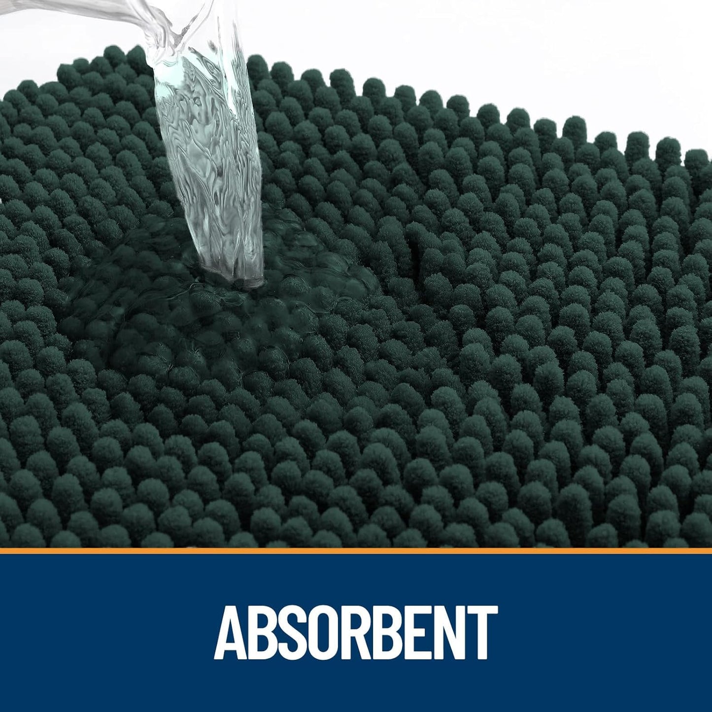 OLANLY Dog Door Mat - Absorbent Non-Slip Chenille Mat for Muddy Paws | 24x16 Inches, Blackish Green