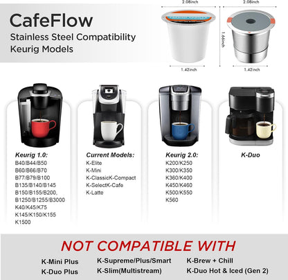 Noalto Reusable K Cups - Universal Stainless Steel Coffee Pods for Keurig 1.0 & 2.0 (2-Pack)