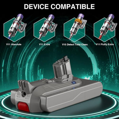 EGR V11 Battery Replacement - 9000mAh Capacity for Dyson Vacuums | Easy Click-In Installation