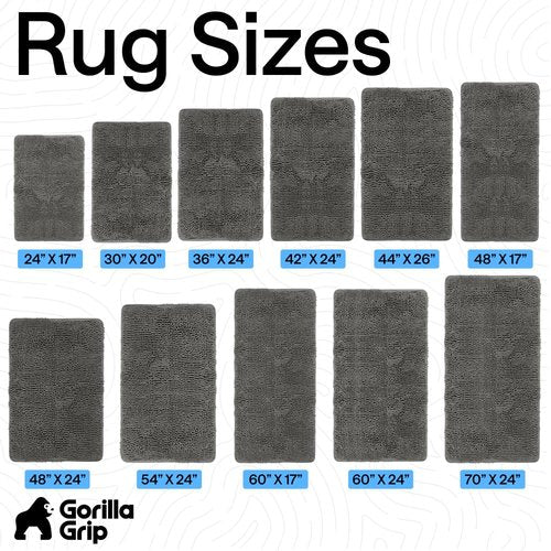 GORILLA GRIP Bath Rug Mat 48x17, Soft Absorbent Chenille, Quick Dry Microfiber Mats, Rubber Backing Washable Shower Floor Rugs, Bathmat Runner, US Designed Bathroom Home Decor Accessories Charcoal