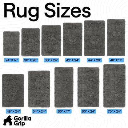 GORILLA GRIP Bath Rug Mat 48x17, Soft Absorbent Chenille, Quick Dry Microfiber Mats, Rubber Backing Washable Shower Floor Rugs, Bathmat Runner, US Designed Bathroom Home Decor Accessories Charcoal