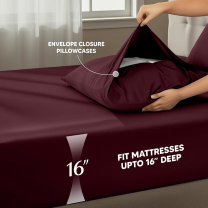 Utopia Bedding Twin Sheet Set - Soft & Breathable Microfiber | 3-Piece Bedding in Burgundy