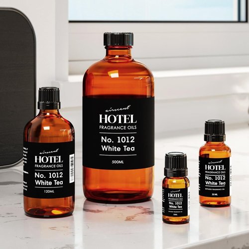 AirScent Hotel Diffuser Oil No. 1012 - Premium White Tea Fragrance for Ultrasonic Diffusers | 10 mL Glass Dropper Bottle