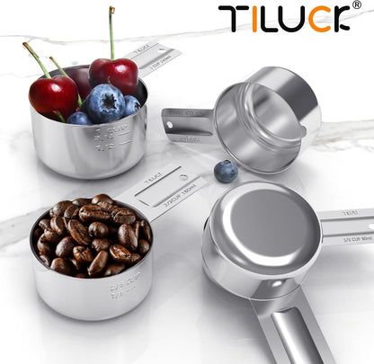 TILUCK Stainless Steel Measuring Cups Set - Essential Kitchen Gadgets for Cooking & Baking | Set of 5