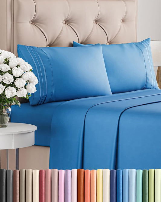 Royal Blue Full Size 4-Piece Sheet Set | Comfy, Breathable & Cooling Hotel Luxury Bedding - Deep Pockets, Soft & Wrinkle-Free