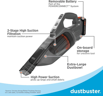 BLACK+DECKER 20V Dustbuster Portable Handheld Vacuum - Cordless, Rechargeable for Home & Car