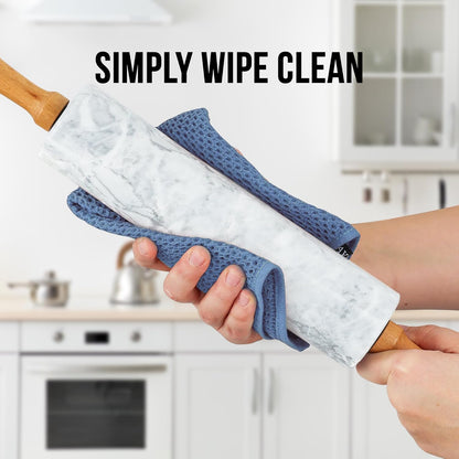 Zulay Kitchen 17-Inch Marble Rolling Pin With Stand - Non-Stick Polished Marble Roller For Baking Pastries, Bread & Pizza