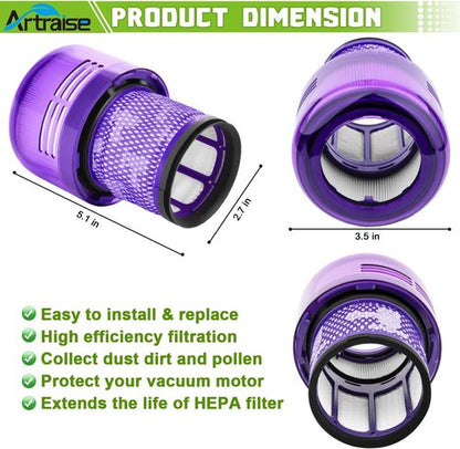 Artraise V15 Filter Replacement for Dyson V11 Torque Drive | 2-Pack Compatible with SV14, SV15, SV17, SV22, SV28, SV47